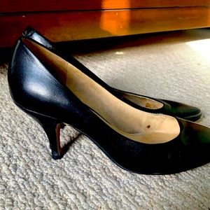 Black leather heels